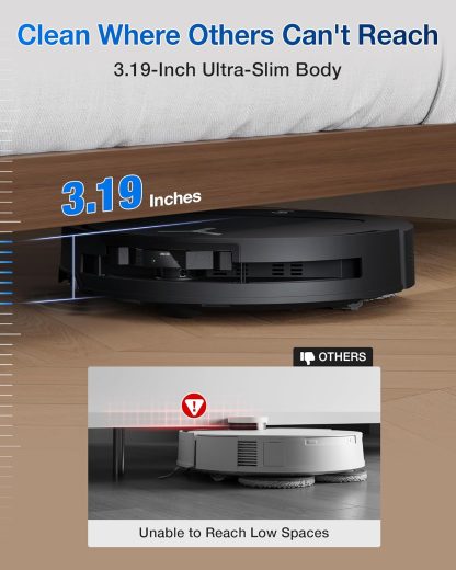 ECOVACS DEEBOT T50 PRO Omni Robot Vacuum and Mop, 3.19” Ultra-Slim, 15,000Pa Suction, ZeroTangle 2.0, TruEdge Edge Cleaning, AIVI 3D Obstacle Avoidance, Auto Mop Wash & Dry, Self-Emptying - Image 2