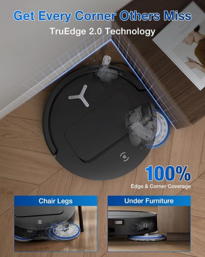 ECOVACS DEEBOT T50 PRO Omni Robot Vacuum and Mop, 3.19” Ultra-Slim, 15,000Pa Suction, ZeroTangle 2.0, TruEdge Edge Cleaning, AIVI 3D Obstacle Avoidance, Auto Mop Wash & Dry, Self-Emptying - Image 3
