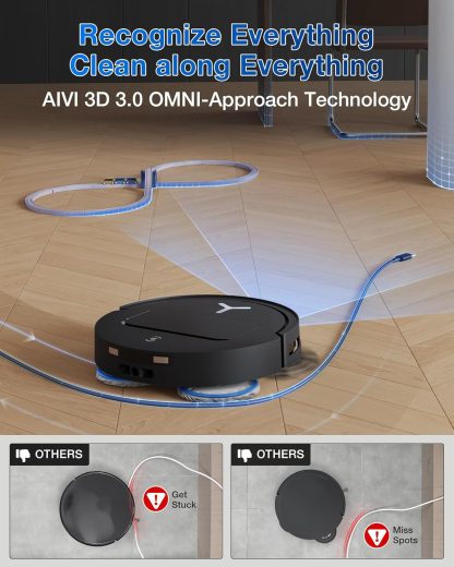 ECOVACS DEEBOT T50 PRO Omni Robot Vacuum and Mop, 3.19” Ultra-Slim, 15,000Pa Suction, ZeroTangle 2.0, TruEdge Edge Cleaning, AIVI 3D Obstacle Avoidance, Auto Mop Wash & Dry, Self-Emptying - Image 4